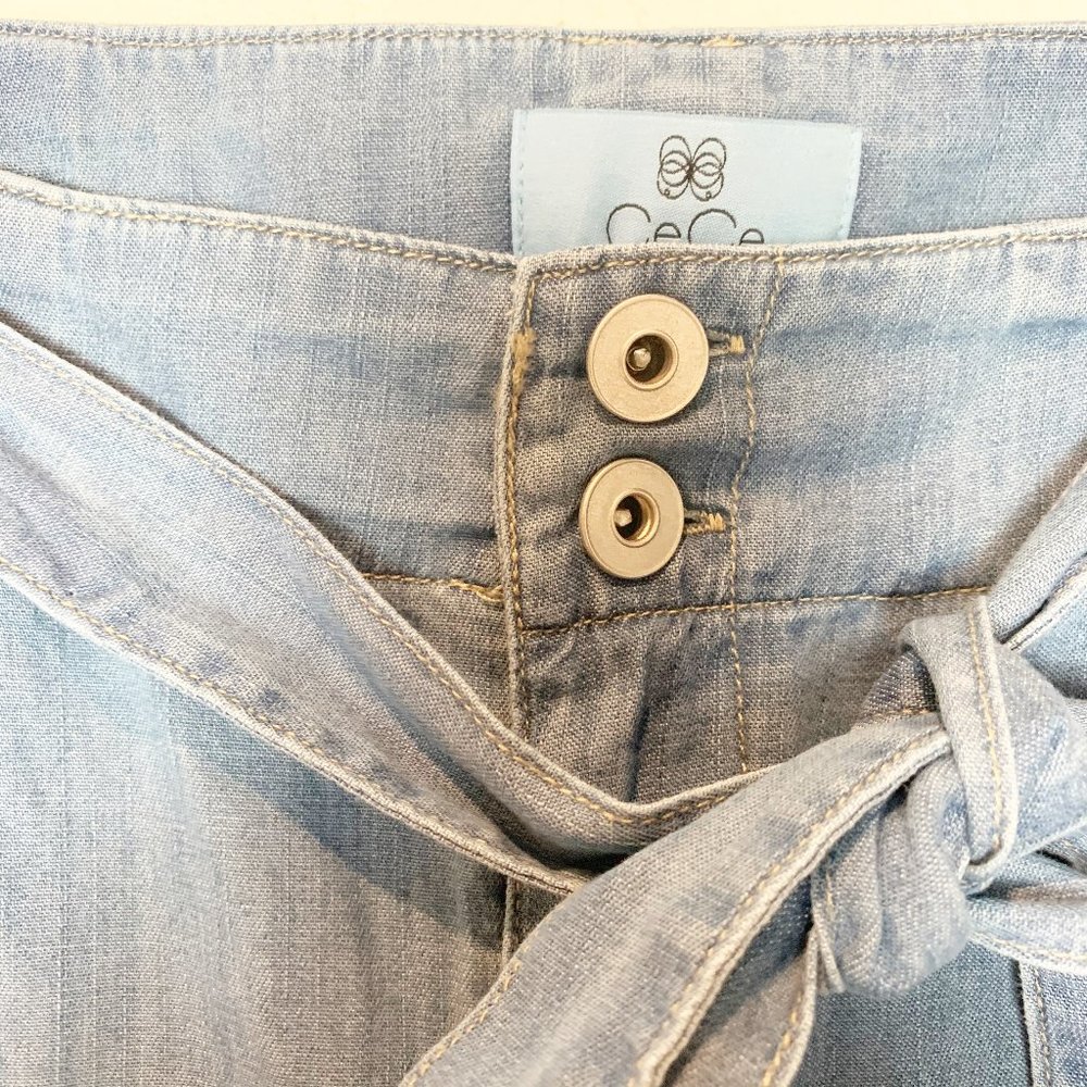 CeCe High-Waisted Denim Straight Belted pa… - Picture 5 of 8